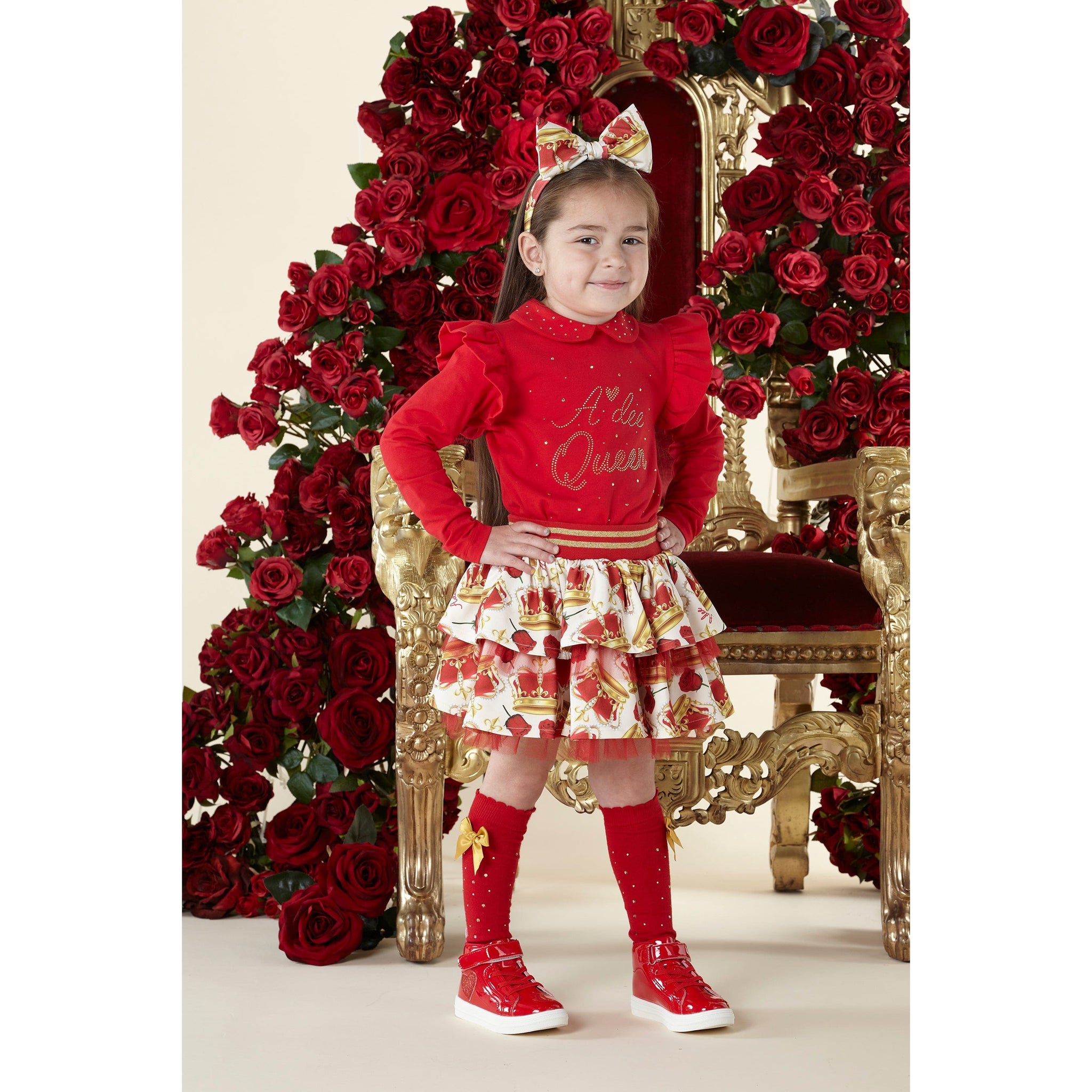 A-Dee Tops & Skirts A-Dee Red Caitlyn Crown skirt set