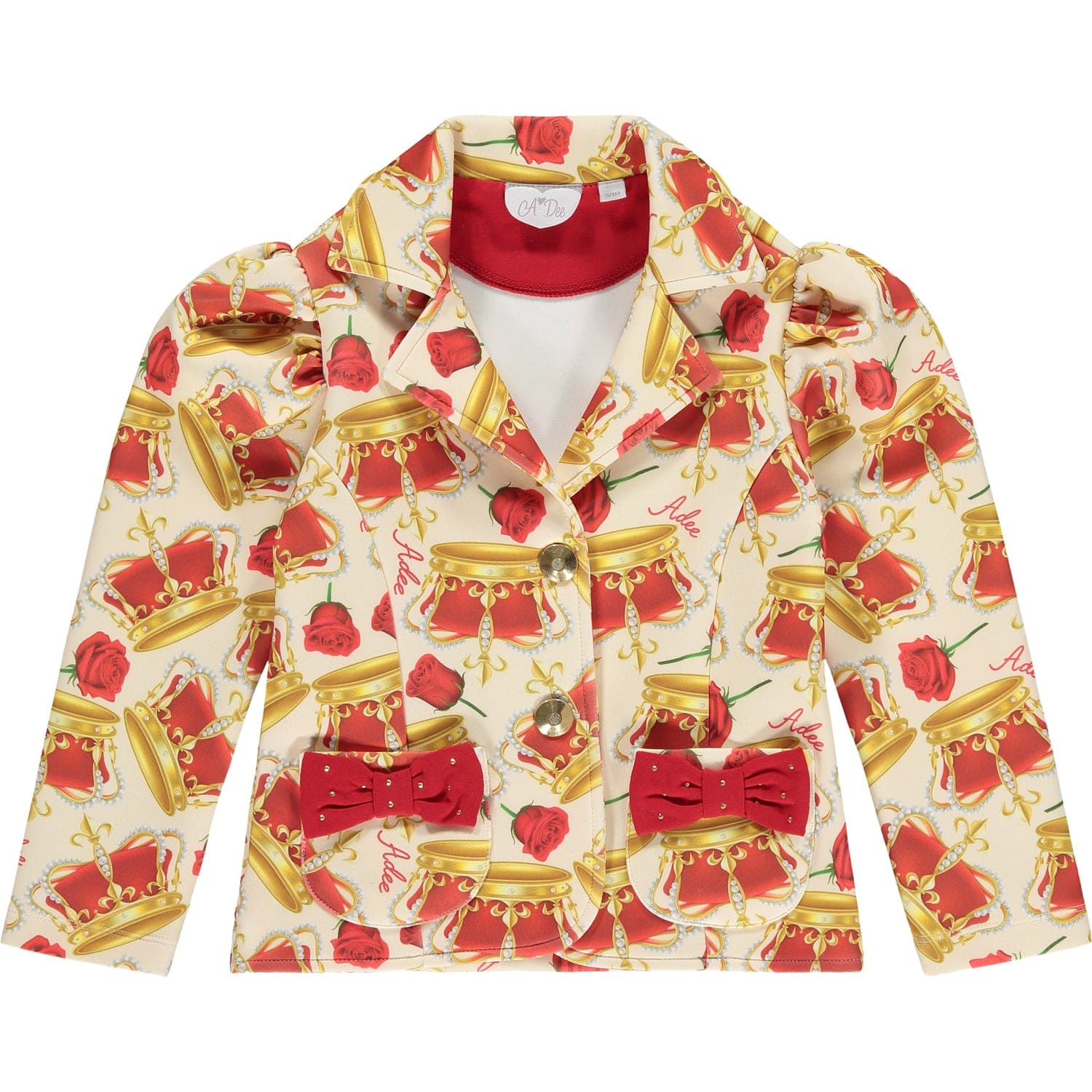 A-Dee Coats & Jackets 4yr / Snow White A-Dee Snow White Clio Crown Print Blazer