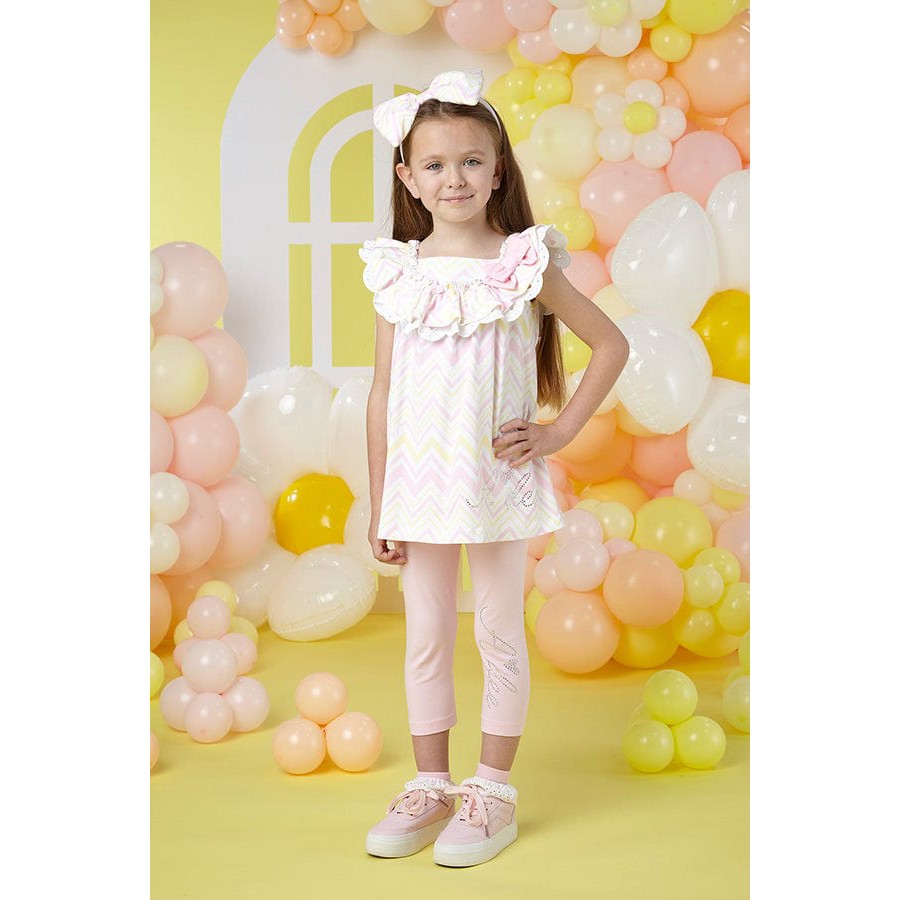 A-Dee Coats & Jackets S241506-4001 Adee Girls Lucia Pink Fairy Chevron Top Legging Set