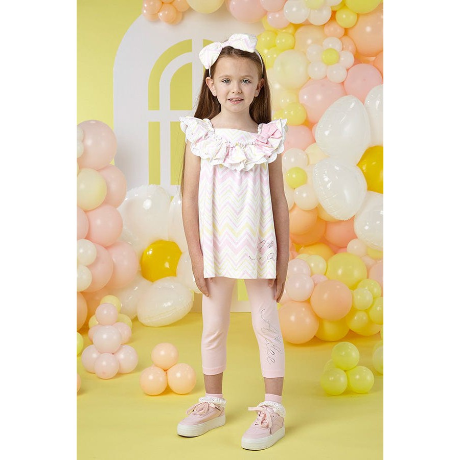 A-Dee Coats & Jackets S241506-4001 Adee Girls Lucia Pink Fairy Chevron Top Legging Set