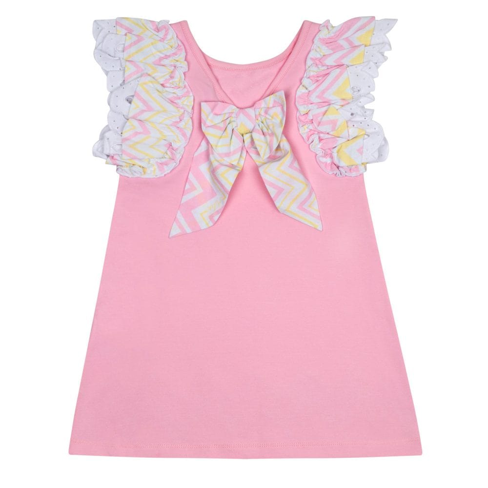 A-Dee Coats & Jackets 2yr S241703-4001 Adee Girls Lynne Pink Fairy Chevron Bow Sweat Dress