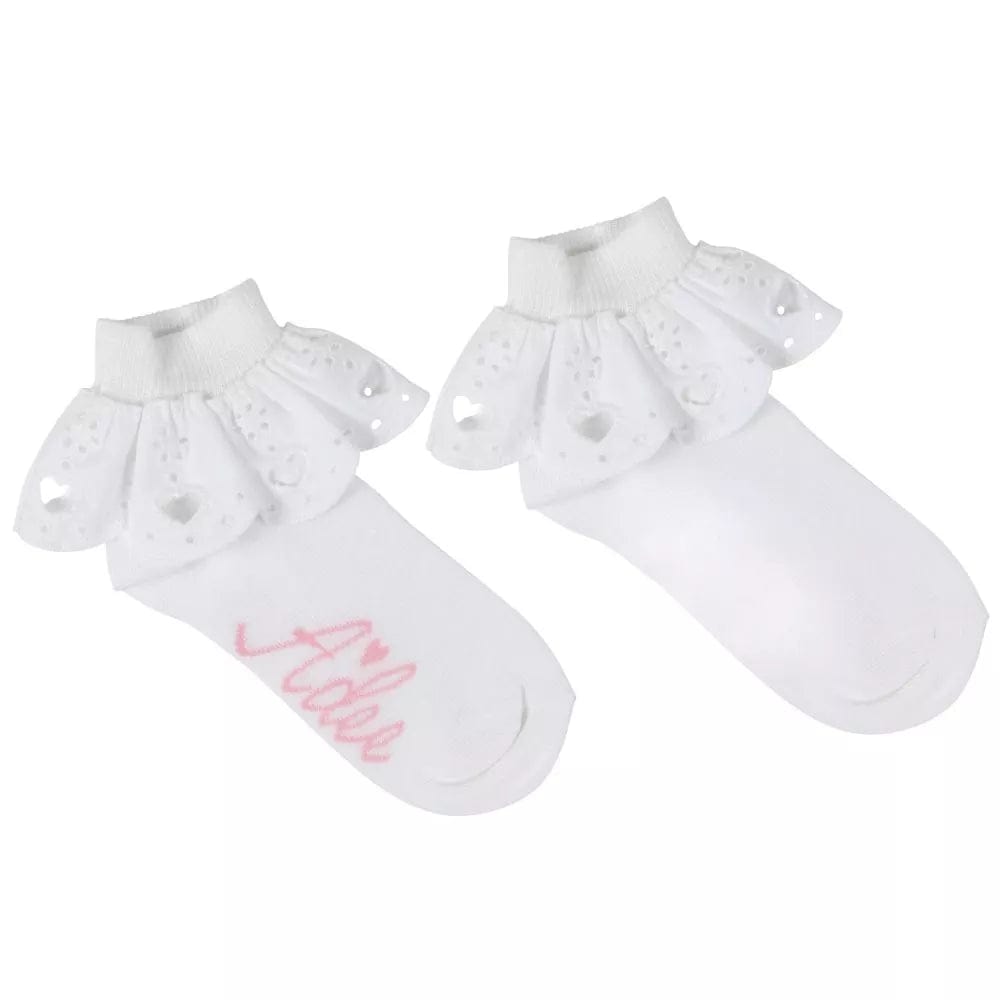 A-Dee Coats & Jackets 2yr S241903-1001 Adee Girls Ariel Lenni Bright White Broderie Anglaise Ankle Sock