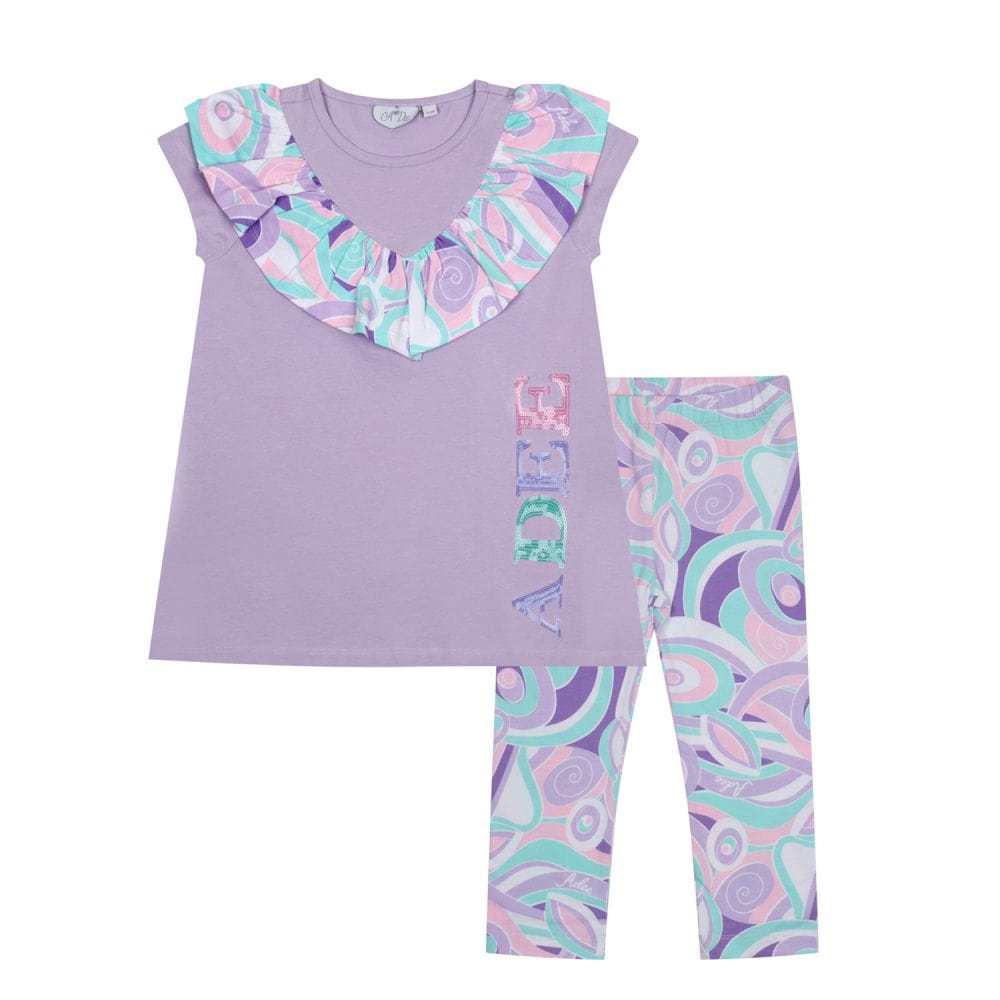 A-Dee Coats & Jackets 2yr S243516-3812 Adee Girls Nadeen Lilac Pastel Print Legging Set