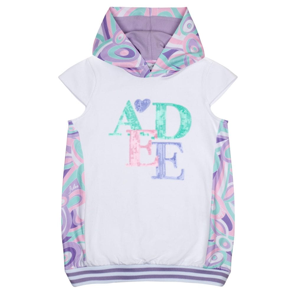 A-Dee Coats & Jackets 5yr S243711-1001 Adee Girls Nadia Bright White Hoodie Sweat Dress