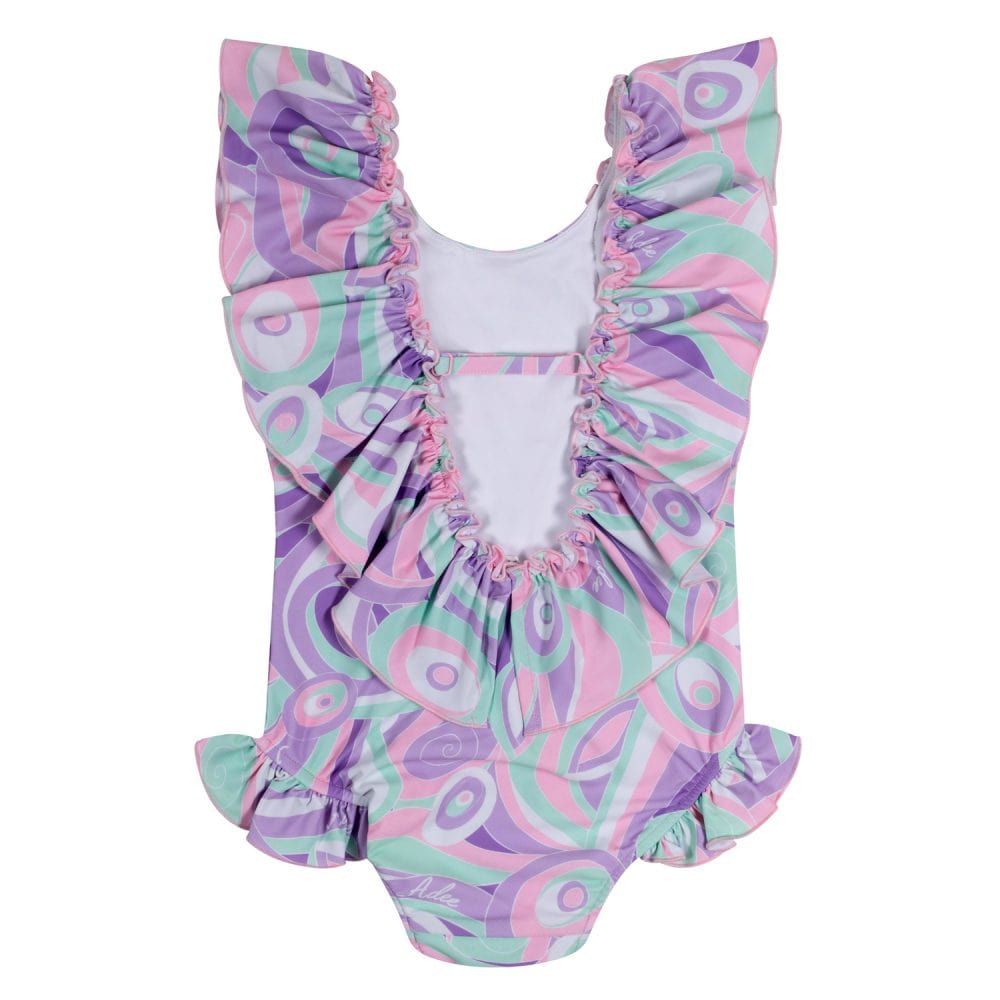 A-Dee Coats & Jackets S243801-3912 Adee Girls Dori Lilac Pastel Print Swimsuit