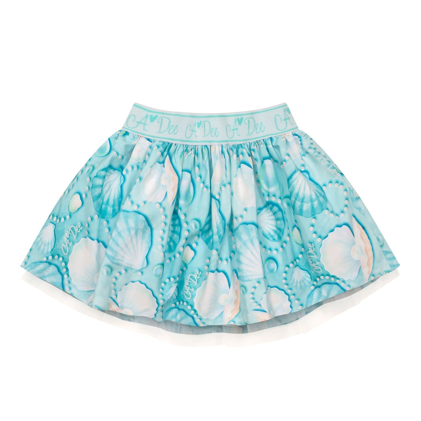 A-Dee Tops & Skirts S244519-6100 Adee Girls Olive Aruba Blue Pearl Print Skirt Set