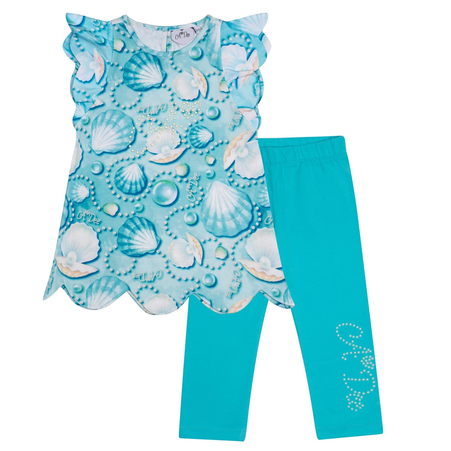 A-Dee Coats & Jackets 2yr S244522-6100 Adee Girls Ollie Aruba Blue Pearl Print Legging Set