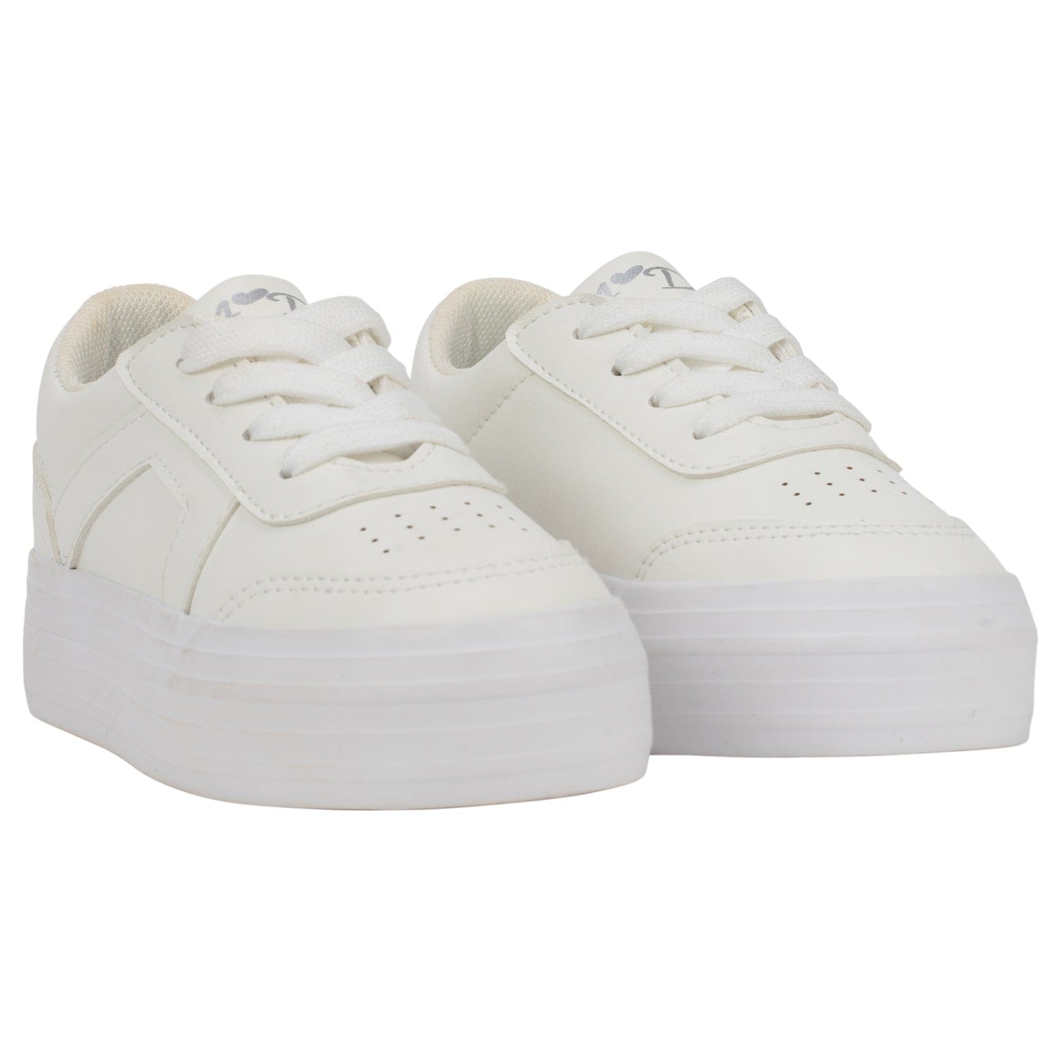 A-Dee Shoes 26 S245101-1001 Adee Girls Patty Bright White Platform Trainer
