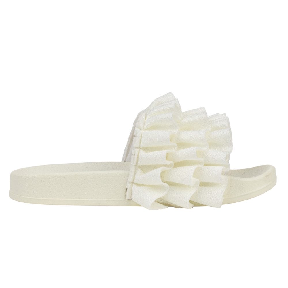 A-Dee Shoes S245104-1001 Adee Girls Frilly Bright White Frill Slider