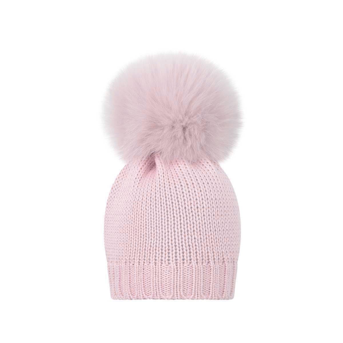 Bimbalò Hats Bimbalo Girls Pink Fur Pom Pom Hat