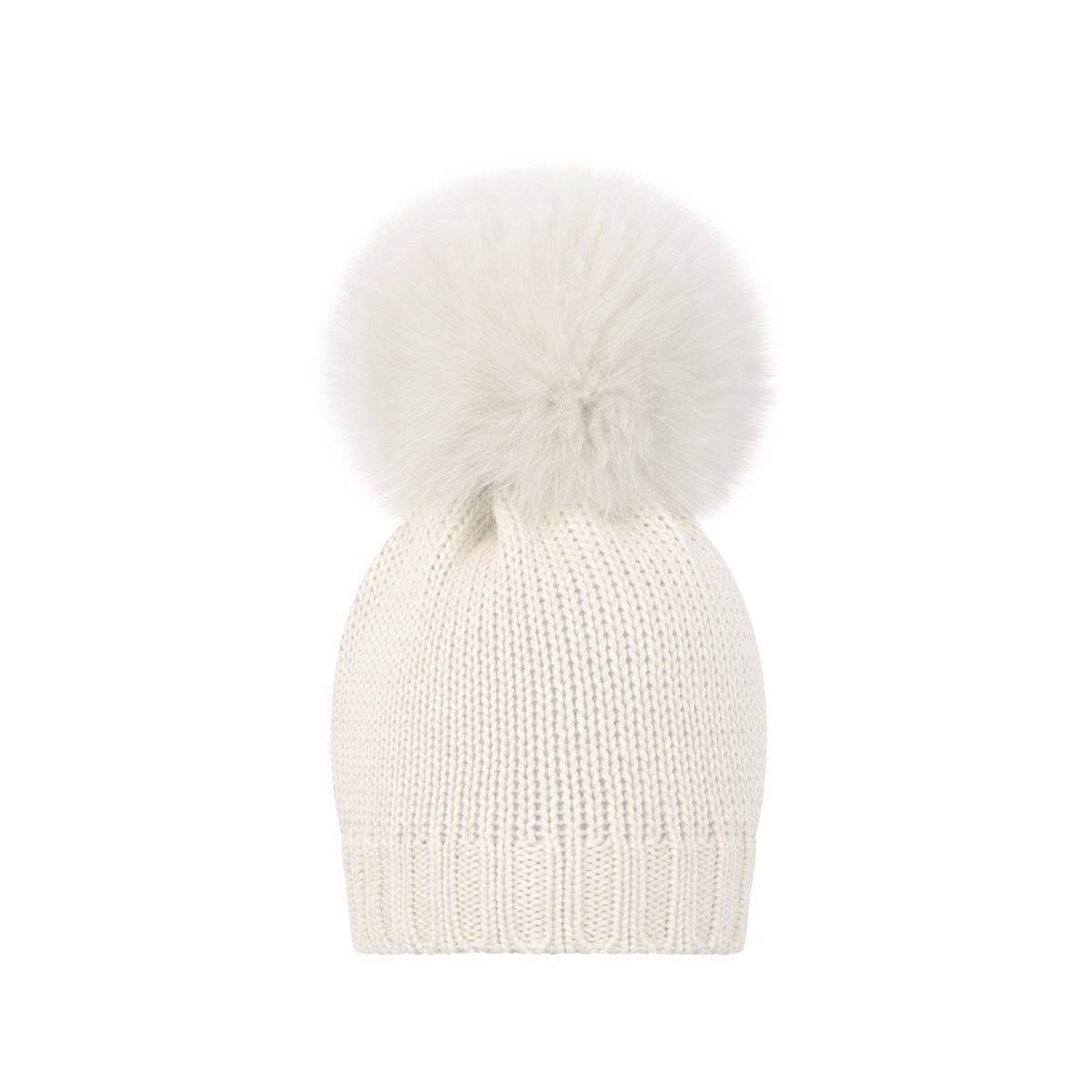 Bimbalò Hats Bimbalo Wool Cream Fur Pom Pom Hat