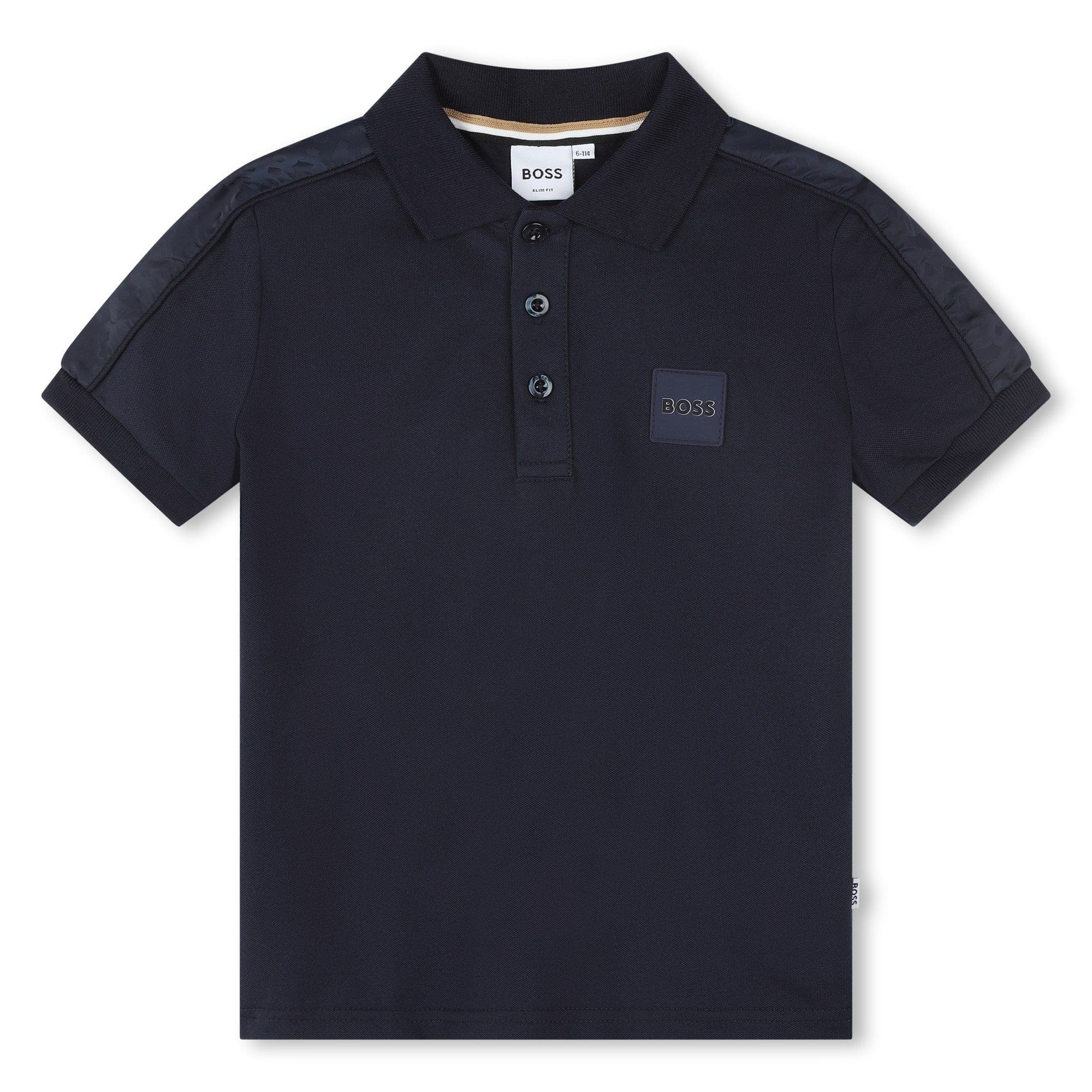 Boss Tops Boss Boys Navy Blue Logo-Embroidered Short Sleeve Polo Shirt