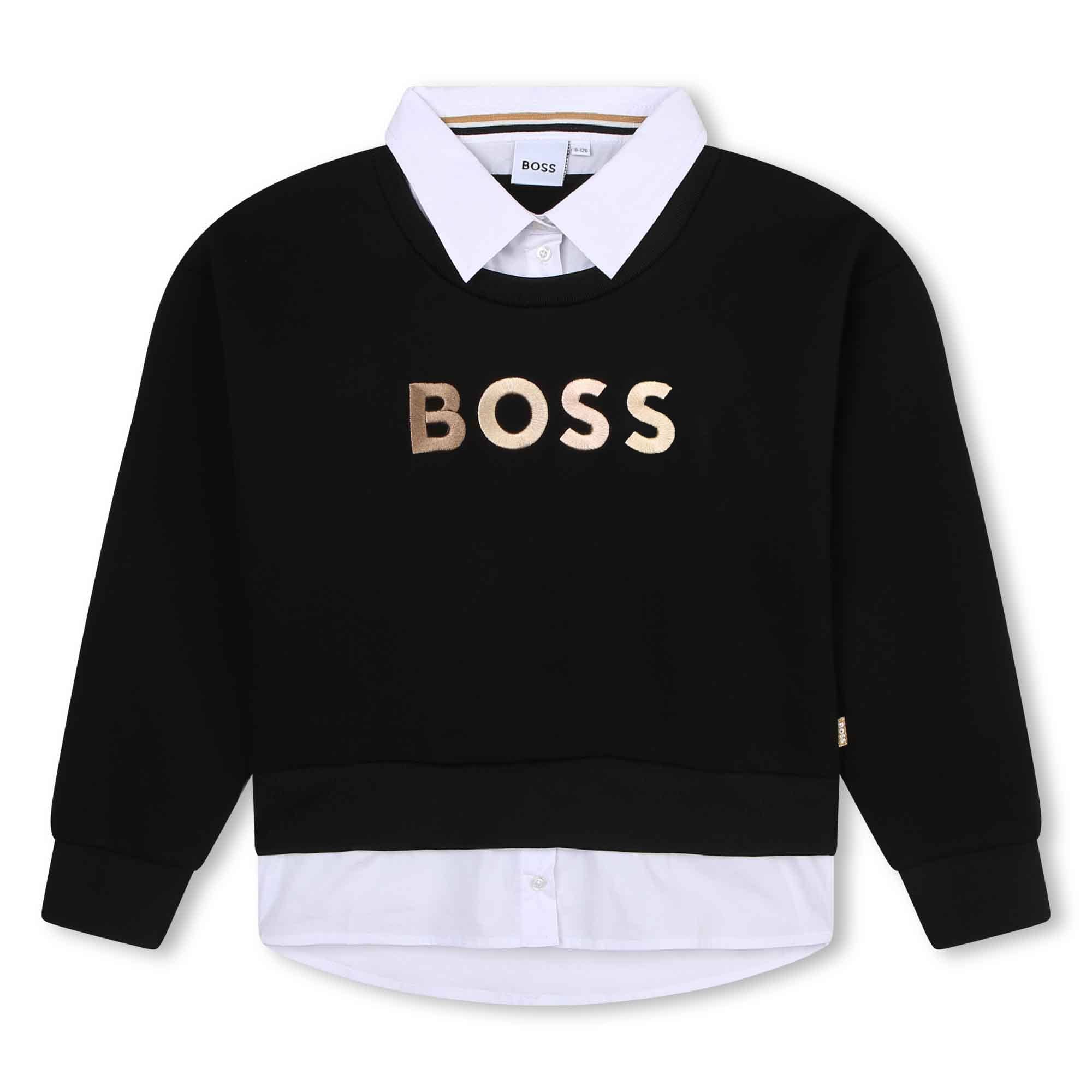 Boss Tops 6yr Boss Girls Black Collared Sweatshirt