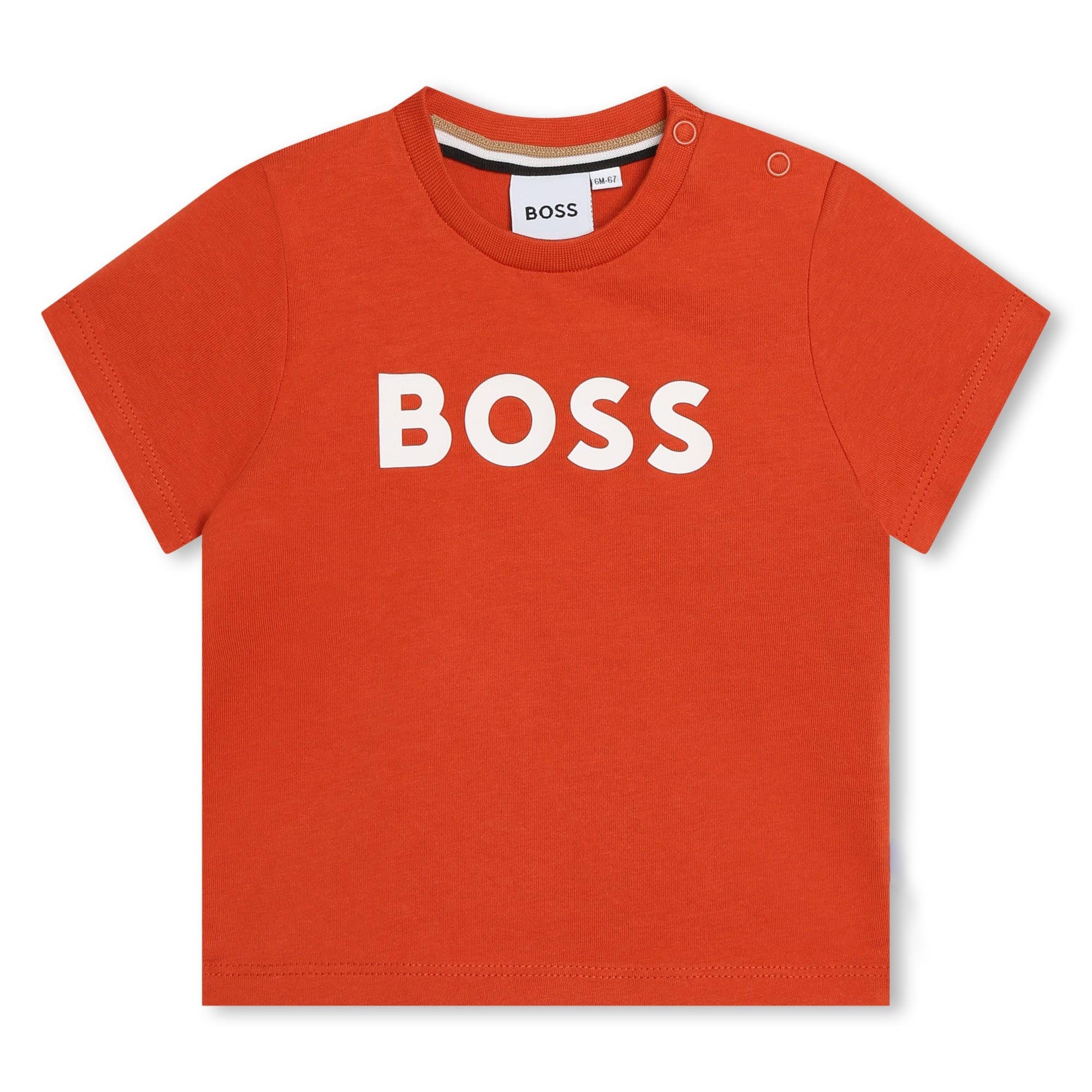 Boss Top J05A20 Boss Boys Dark Tangerine Short Sleeves Tee-Shirt