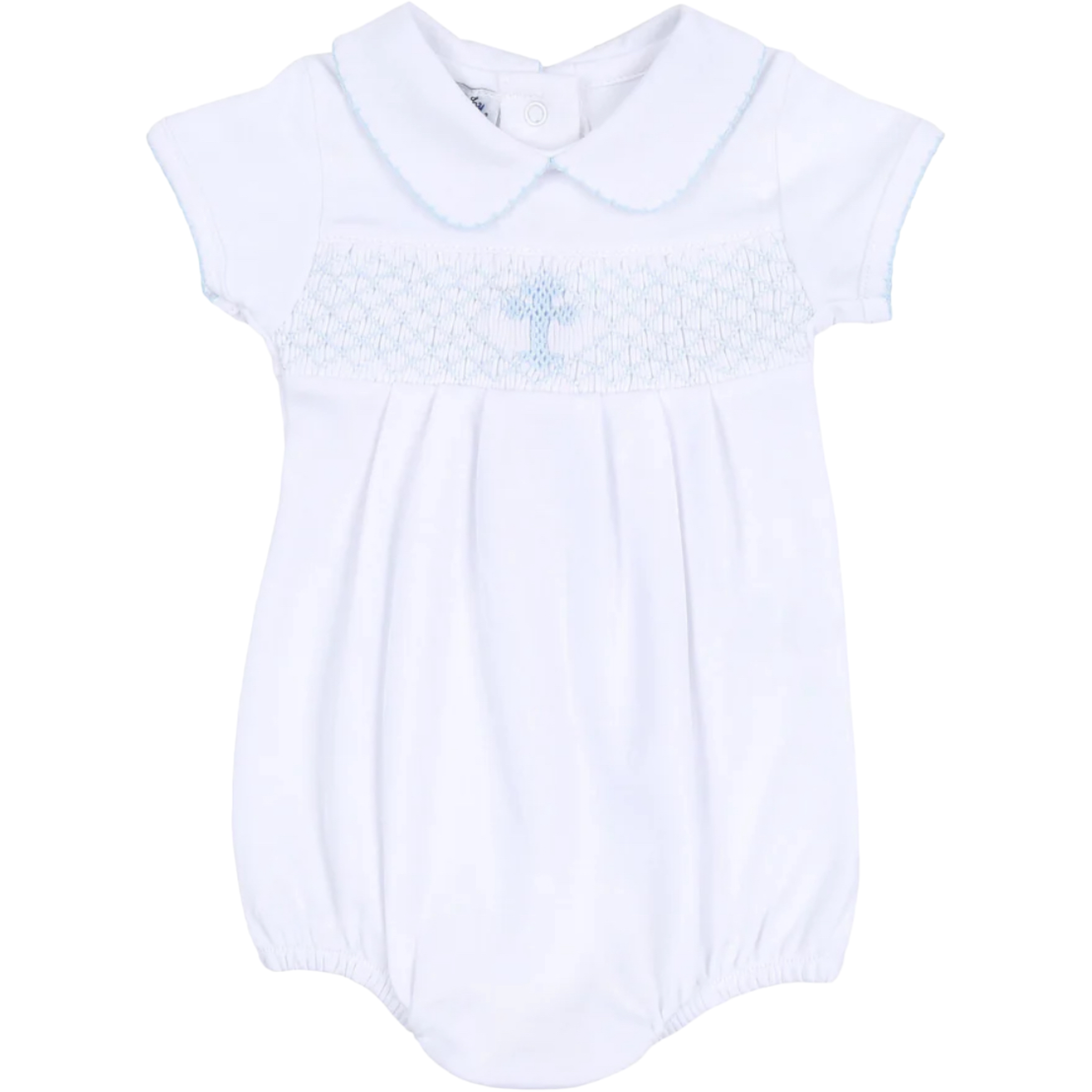 Magnolia Baby Baby Boys Light Blue Blessed smocked collared Bubble