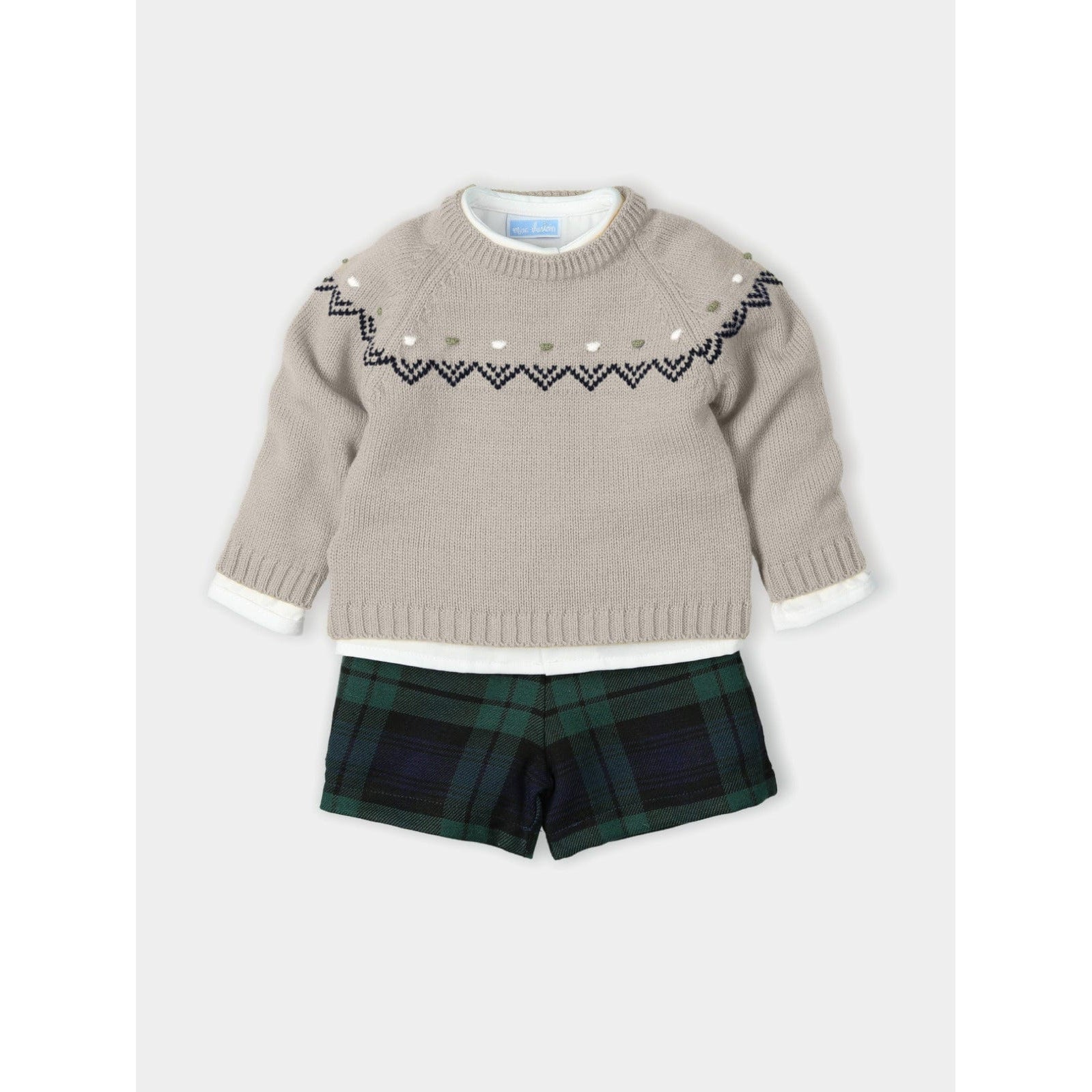 Mac Ilusion Tops & Shorts 6m Mac Ilusion  Baby Boys Walnut Knitted Sweater Shorts And Cotton Shirt Outfits