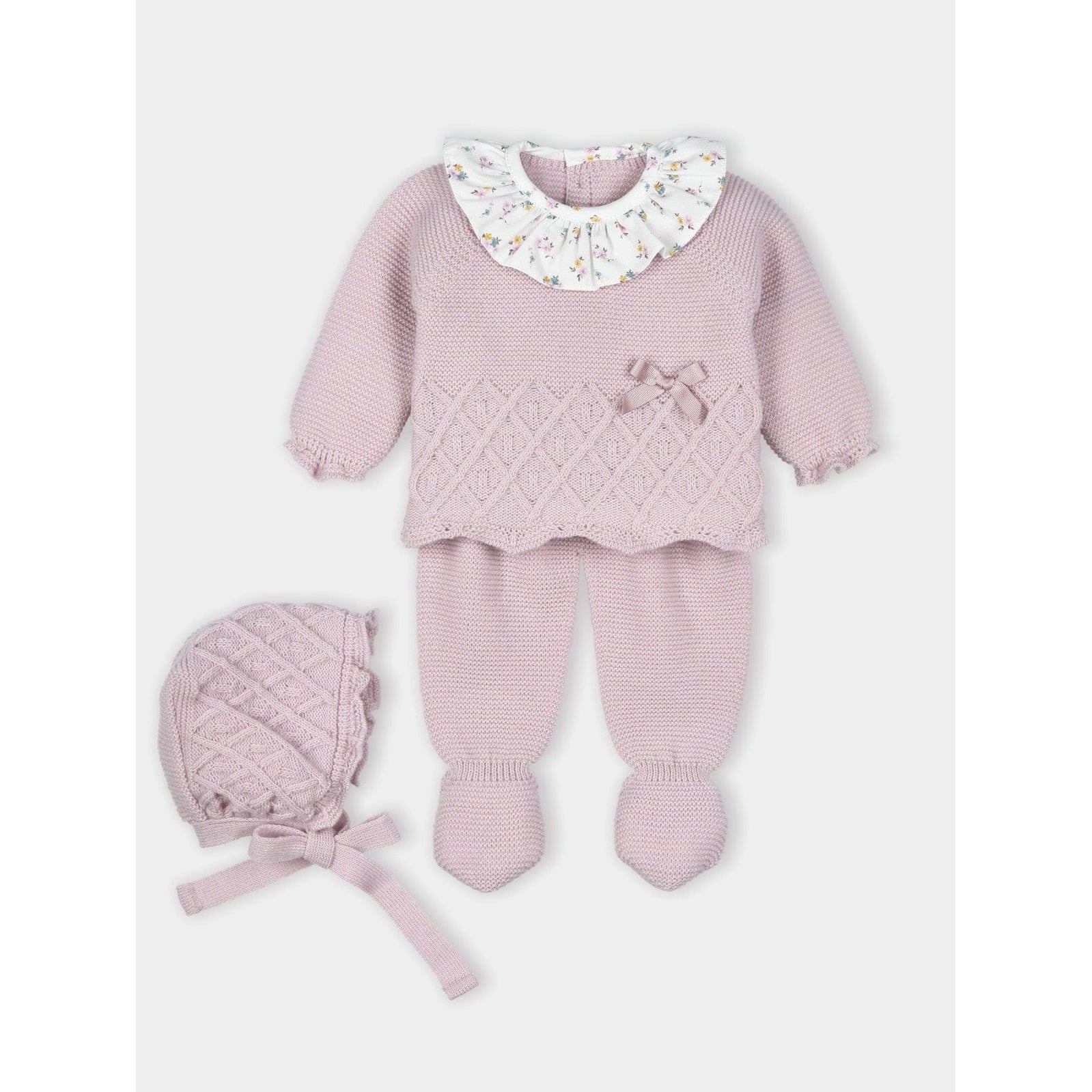 Mac Ilusion Top & Dungaree Mac Ilusion Baby Girls Mallow Three Pieces Knitted Sweater & Leggings Outfit