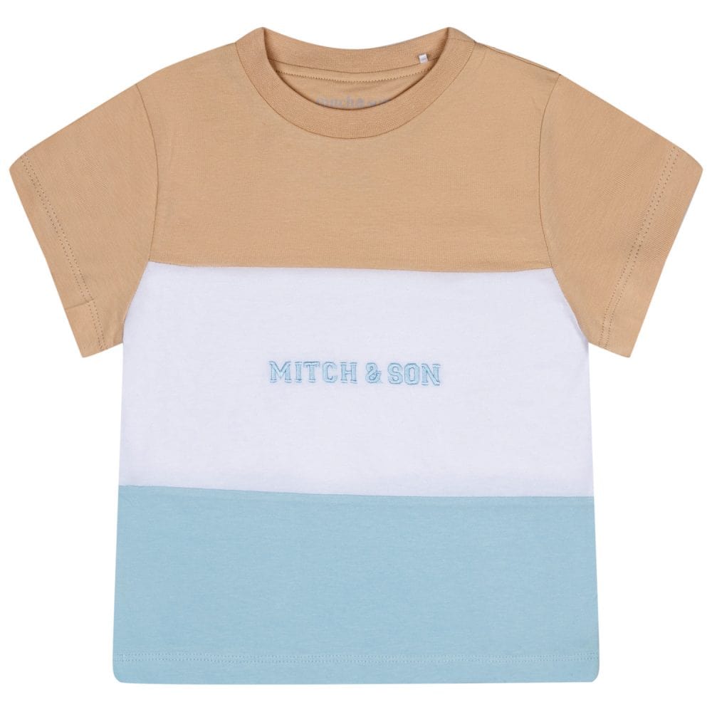 Mitch & Son Tops MS24109-4005 Mitch & Son Boys Sky Blue Toby Cut and sew logo soft set