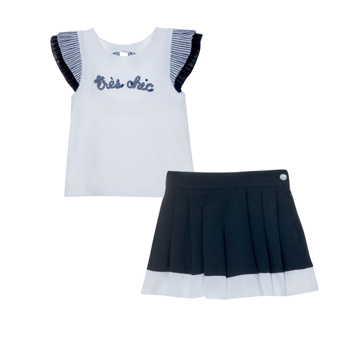 Patachou Shirts 5yr Patachou Girls White Navy Woven T-Shirt & Shorts