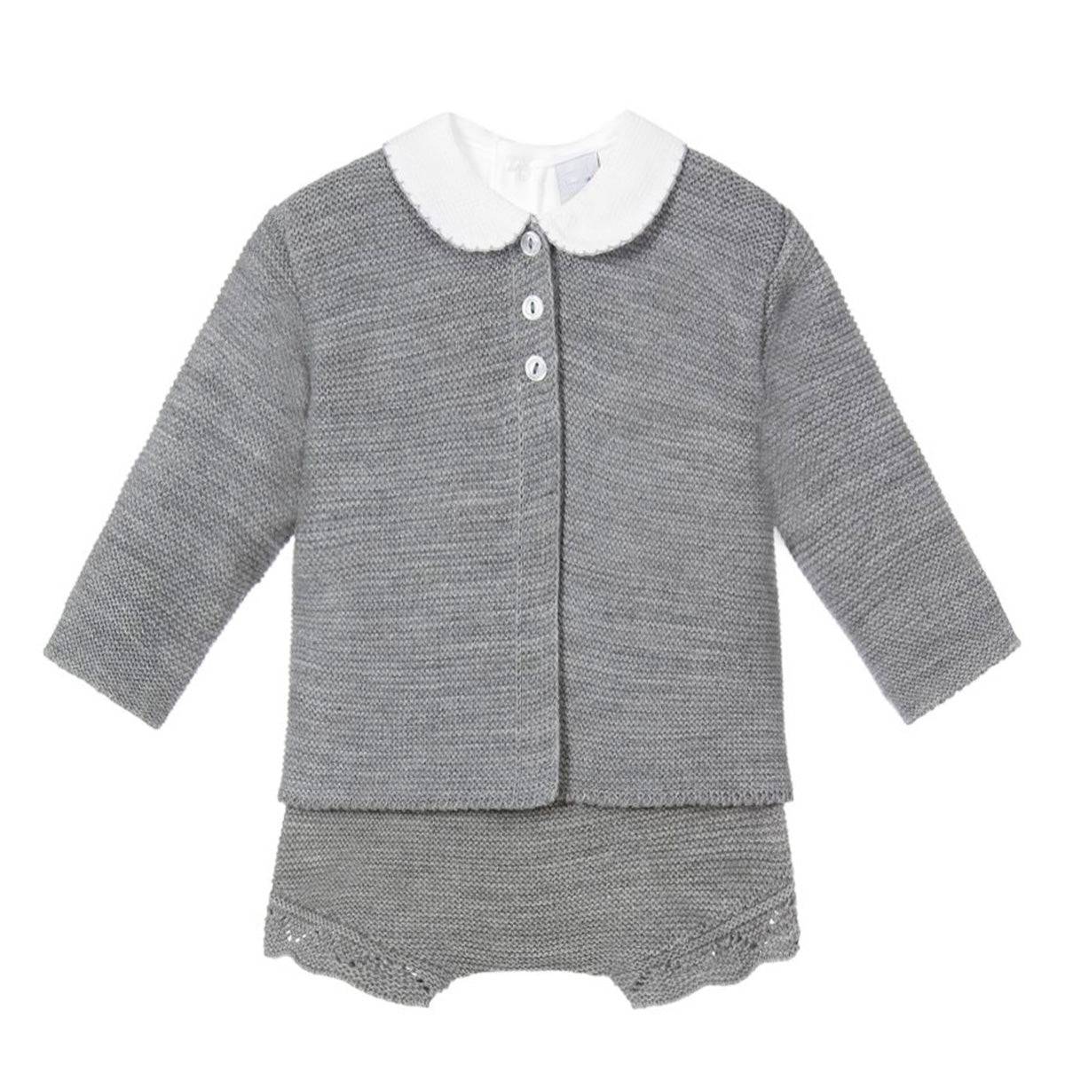 Babidu 3m Grey 3-Piece Knitted Shorts Outfit