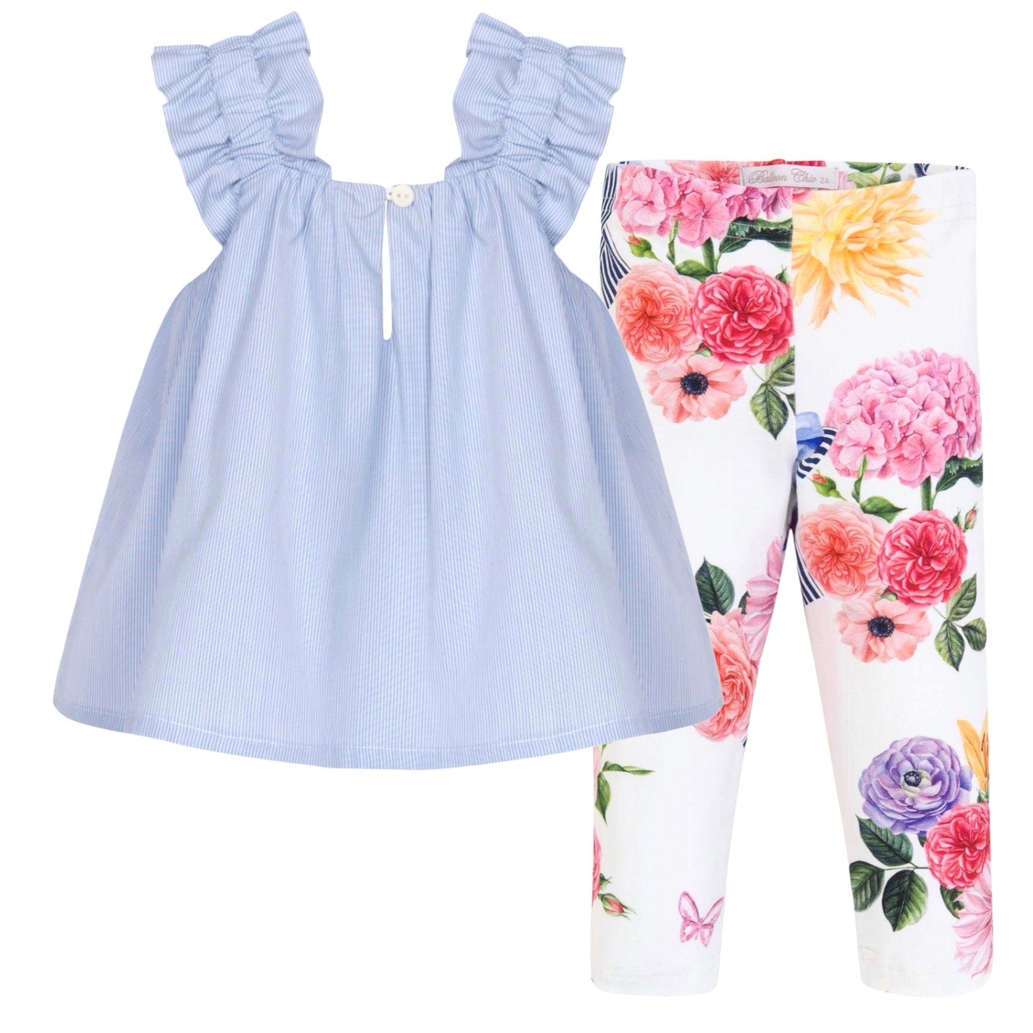 Balloon Chic White Floral Girls Leggings Outfit