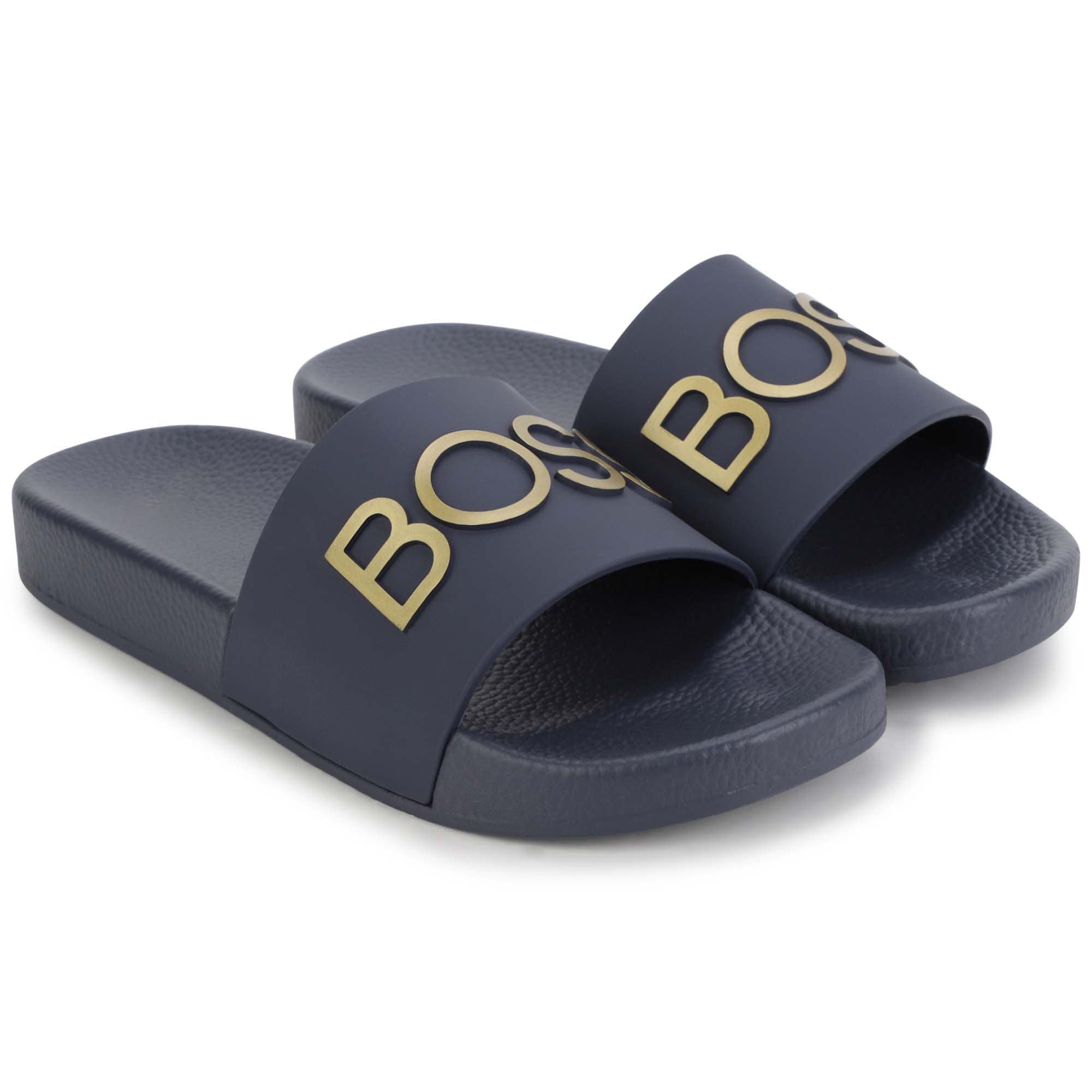 BOSS Slides Boss Boys Black Aqua Slides