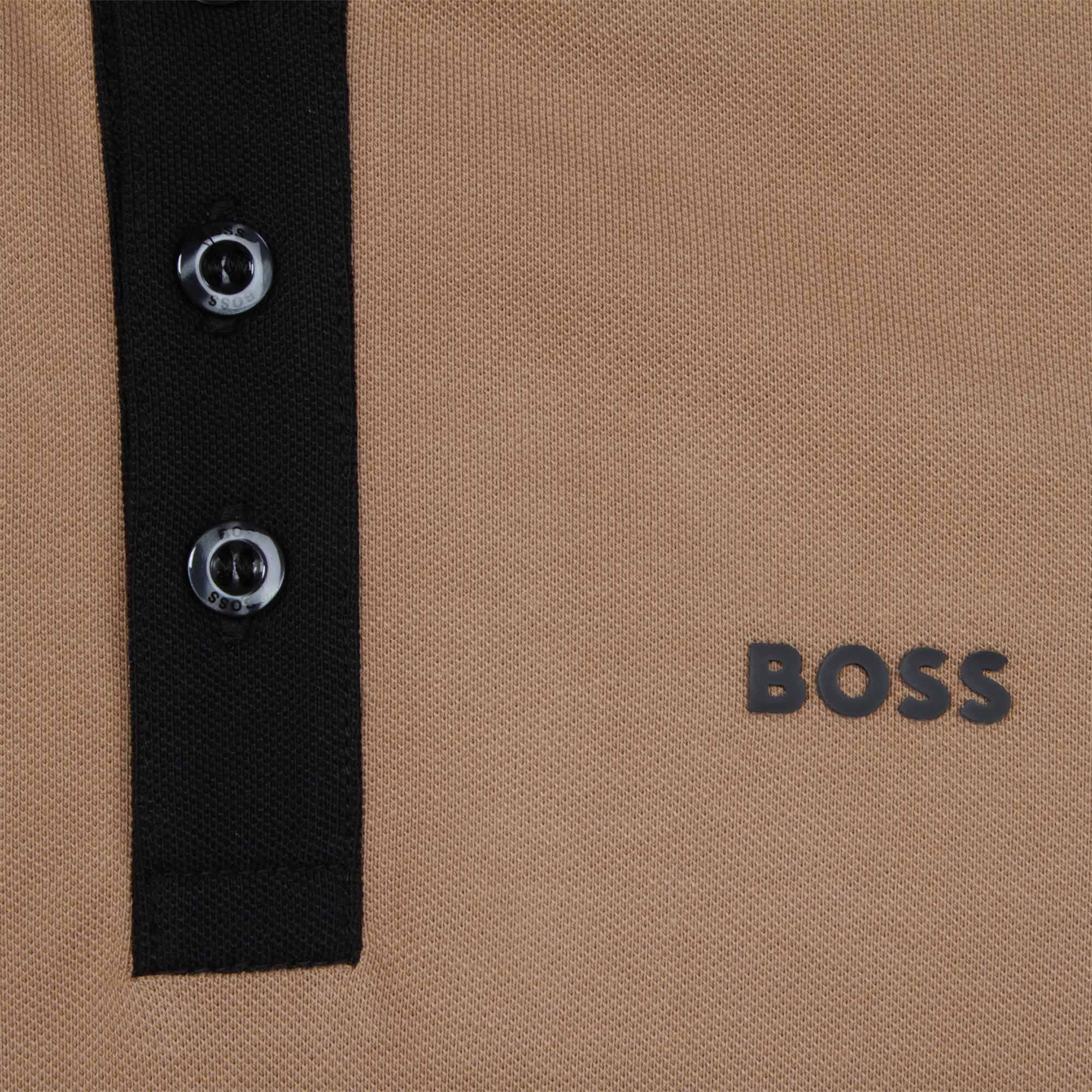BOSS Boys Beige Short-sleeved Polo Top