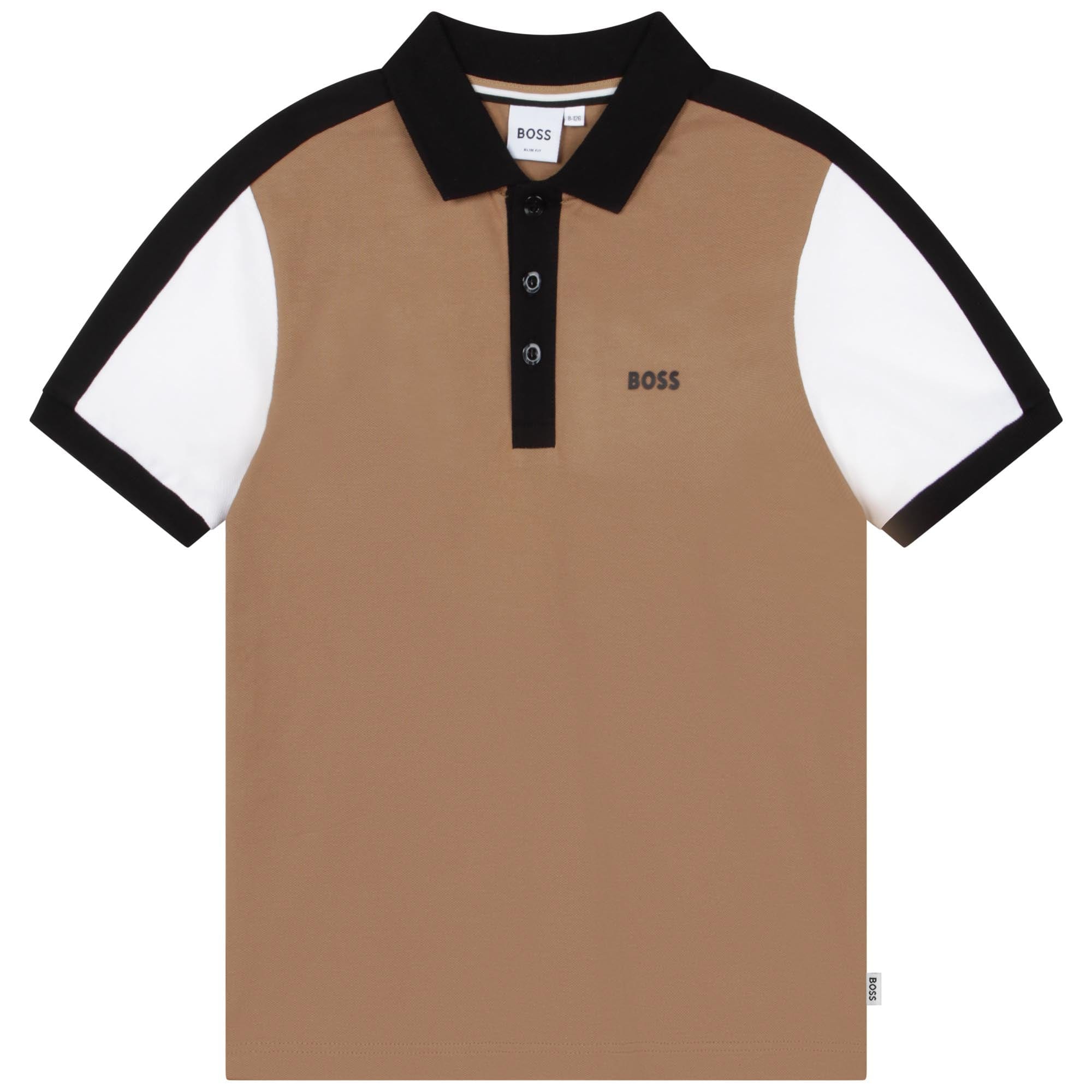 BOSS Boys Beige Short-sleeved Polo Top