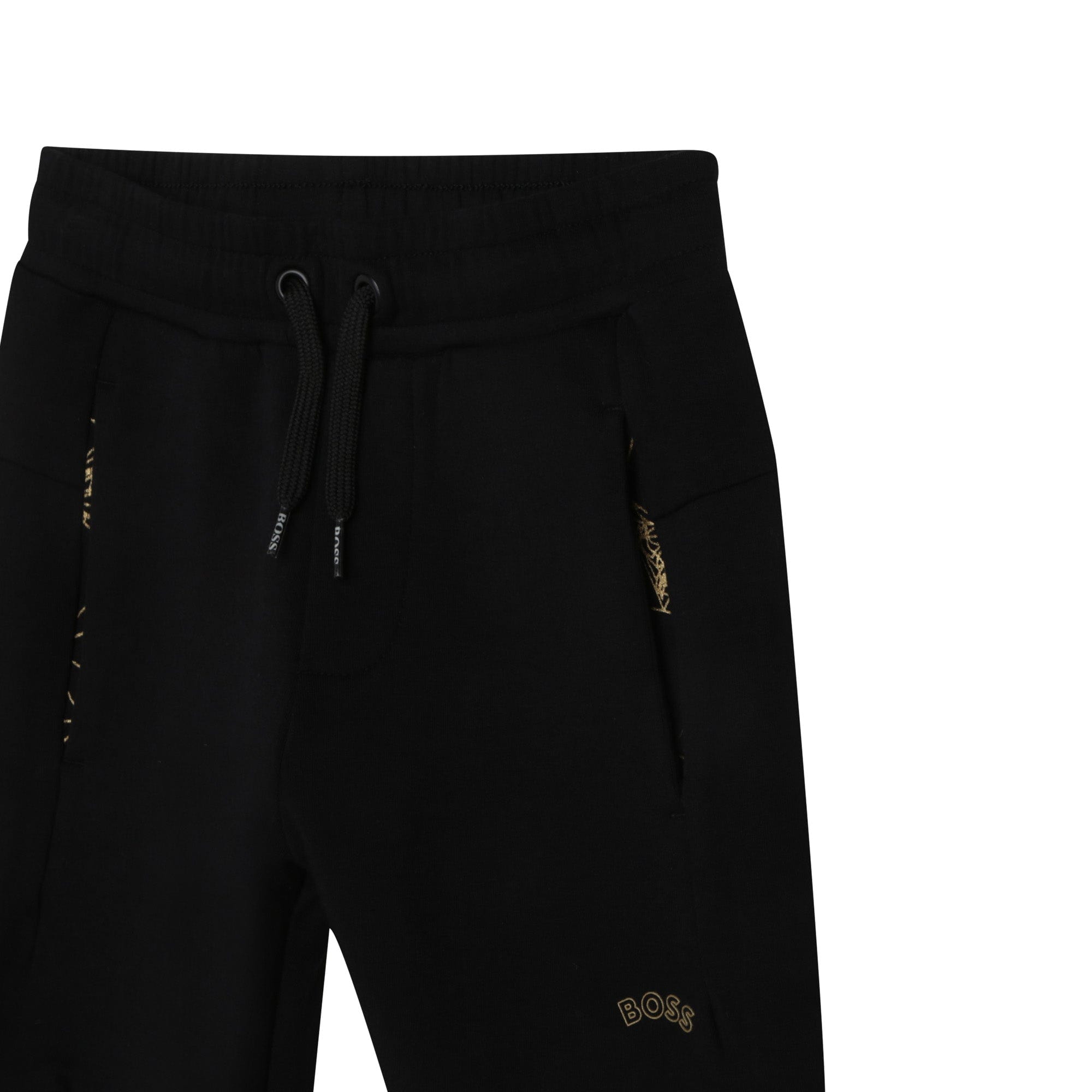 Boss Boys Black Joggers with  Gold Cap
