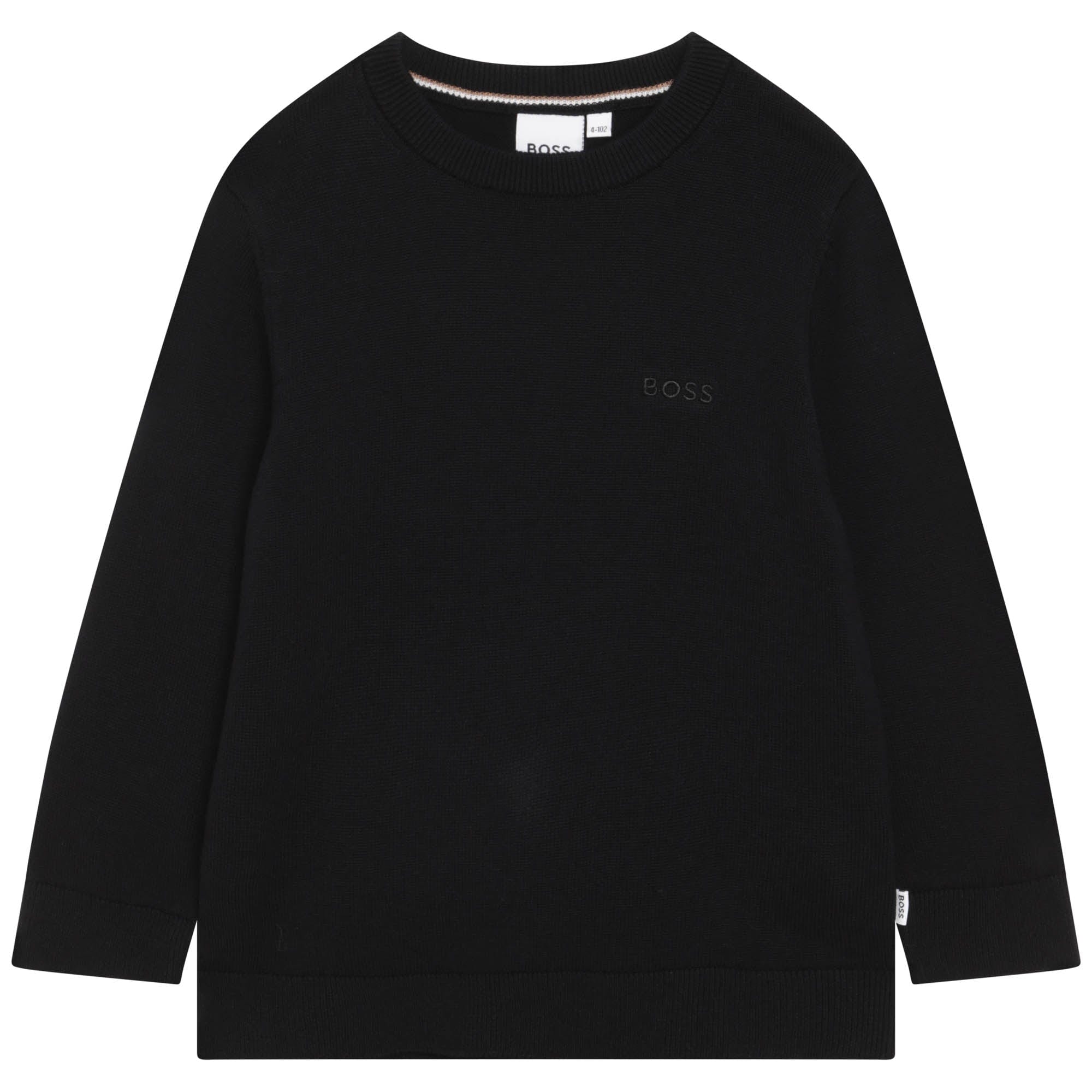 Boss 04A Boys Black Sweater Embroidery