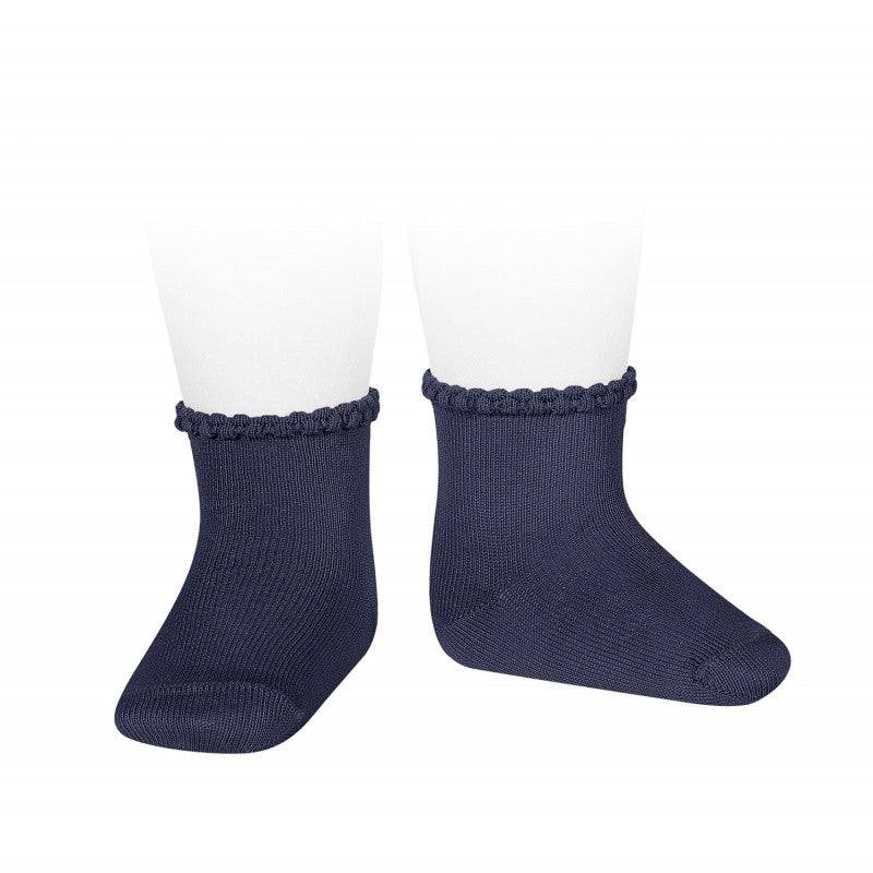 Condor 0-3m (Size 000) Condor Navy Detailed Cuff Ankle Socks