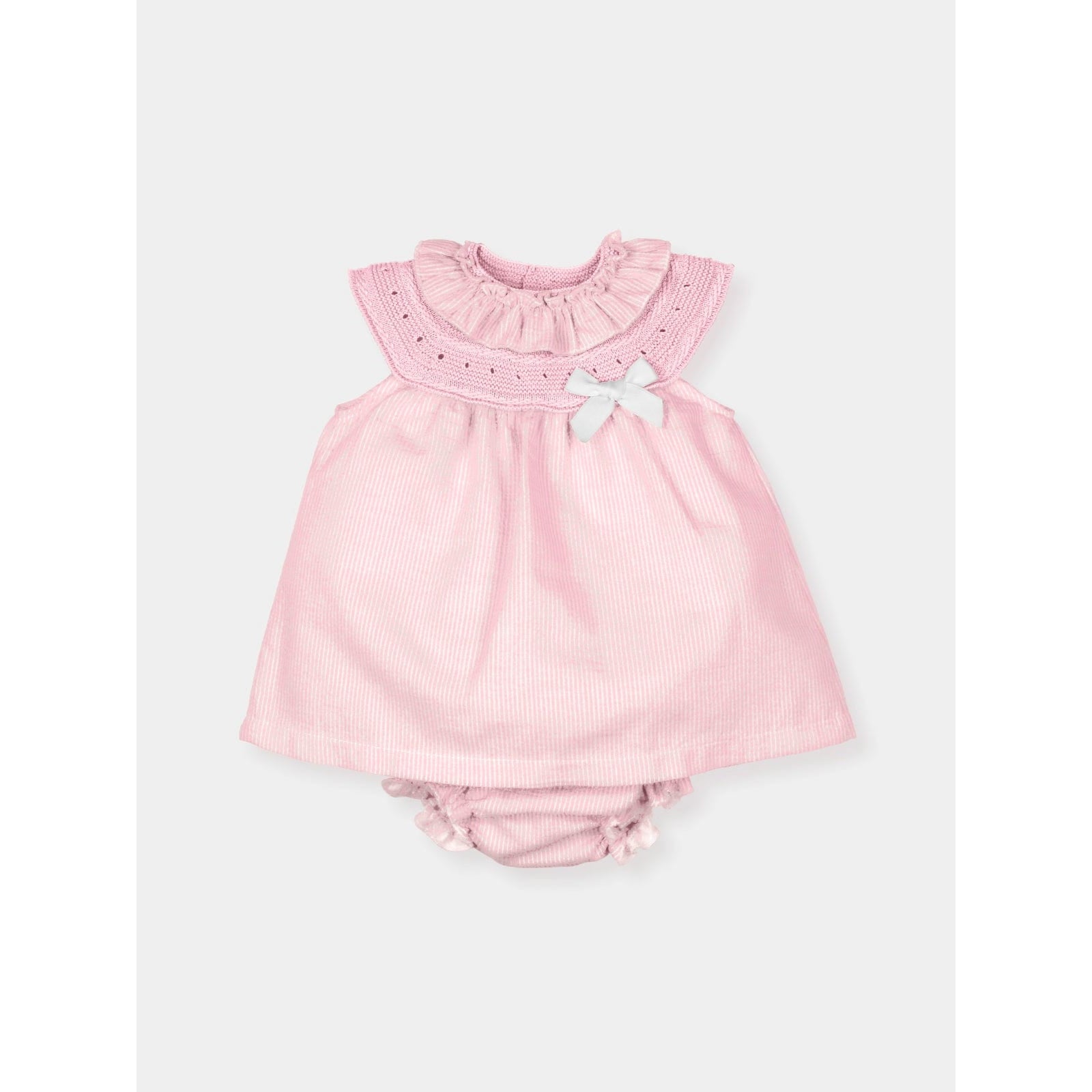 Mac Ilusion 6m Baby Strawberry Striped Cotton With Knitted Canesu And Striped Culotte Hierbabuena Outfit