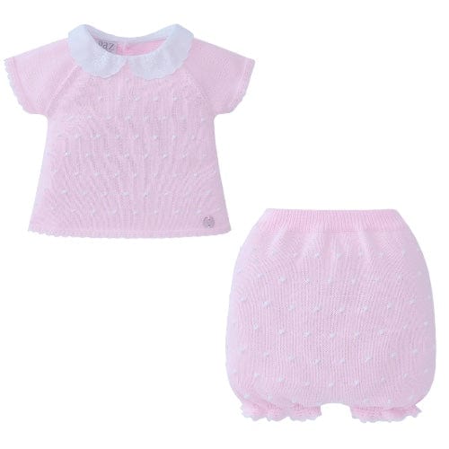 Paz Rodriguez Paz Girls Pink Knitted 2-Piece Outfit